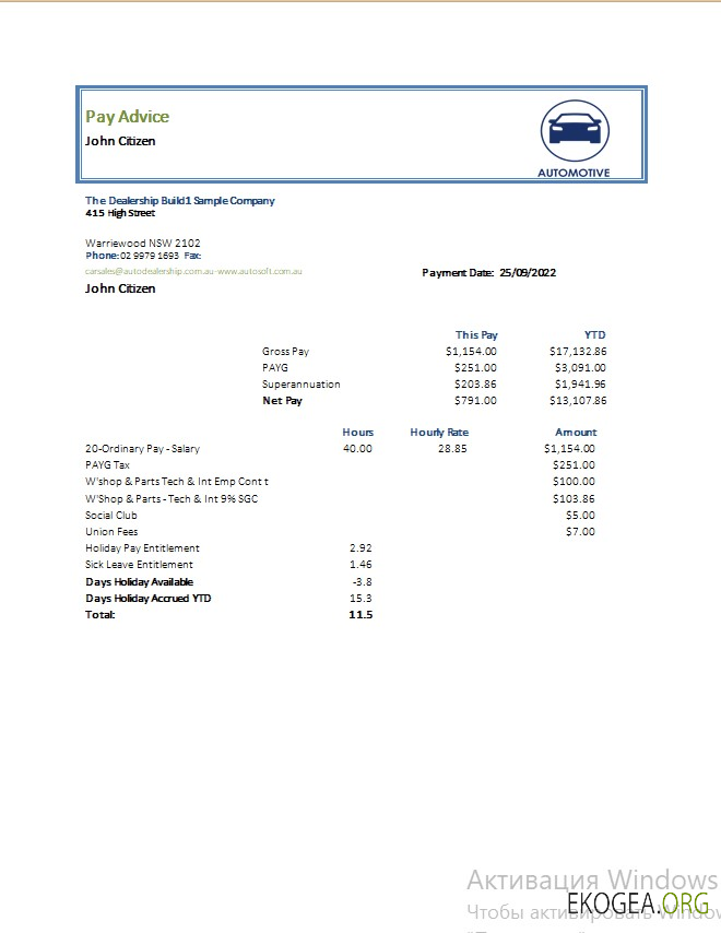 Modèle de conseil en matière de paie pour une entreprise automobile aux formats Word et PDF